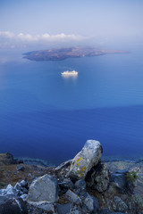 Cruise ship in Caldera, Santorini.