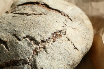 Brown loaf of bread closeup