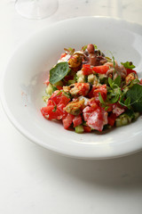 Vegetables salad with seafood