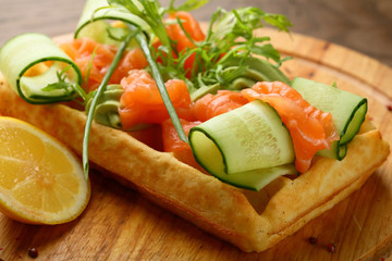 Waffles with salad