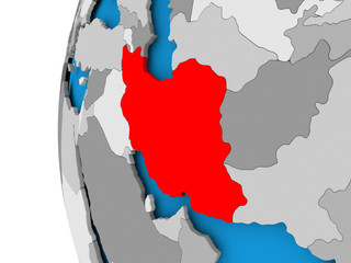 Fototapeta premium Map of Iran on political globe