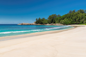 Untouched tropical beach in Seychelles. - obrazy, fototapety, plakaty