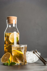 Ice tea with lemon and mint