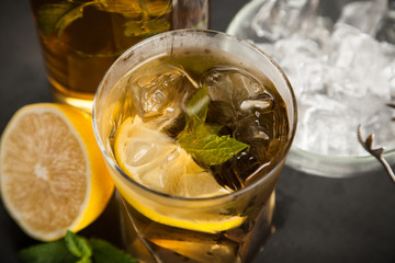 Ice tea with lemon and mint
