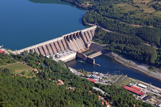 hydroelectric power plant on river industry zone