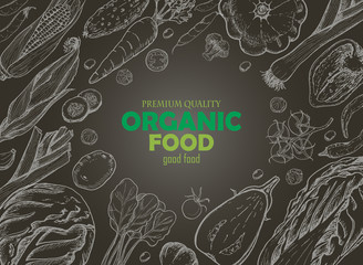Horizontal background with different vegetables. Organic food
