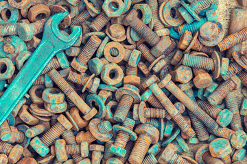 Abstract grunge metallic background from parts and tools