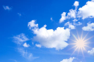 Cloud scape and sunshine with blue sky background
