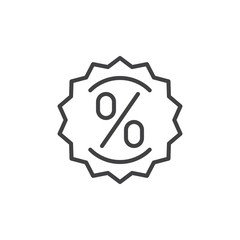 Obraz premium Label with percent sign line icon, outline vector sign, linear style pictogram isolated on white. Discount symbol, logo illustration. Editable stroke. Pixel perfect vector graphics