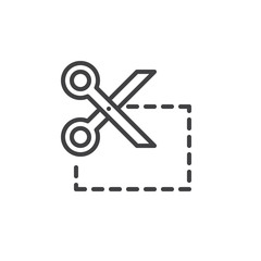 Coupon cut line icon, outline vector sign, linear style pictogram isolated on white. Symbol, logo illustration. Editable stroke. Pixel perfect vector graphics