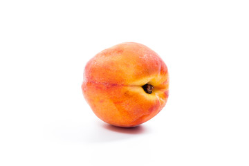 Ripe peach fruit isolated on white background