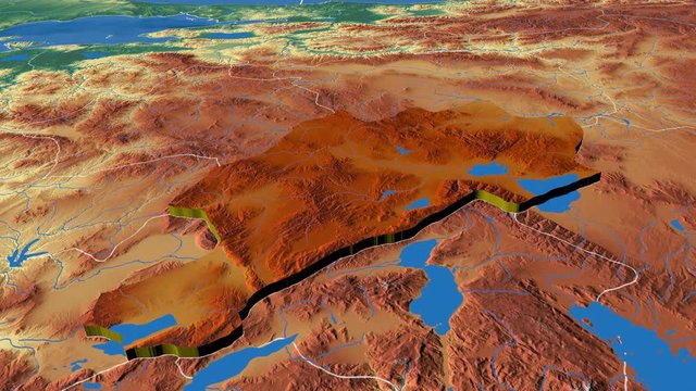 Afyon - Turkey, region extruded. Bumps shaded