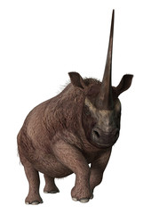 Obraz premium 3D Rendering Rhinoceros Elasmotherium on White