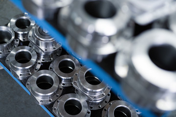 Industrial background from metal parts produced in metal industry
