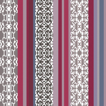 Peruvian fabric pattern. Vector weave imitation. Seamless textile print. Tribal ornaments.
