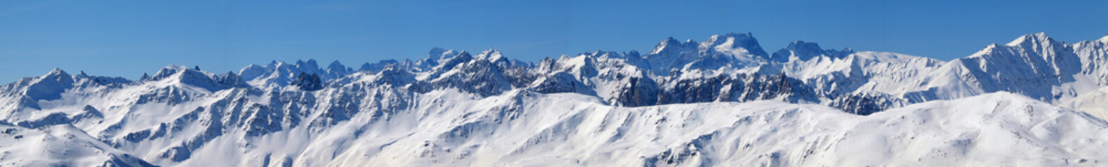 High mountains under snow in the winter Panorama landscape