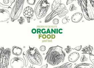 Horizontal background with different vegetables. Organic food