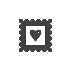 Heart stamp icon vector, filled flat sign, solid pictogram isolated on white. Symbol, logo illustration