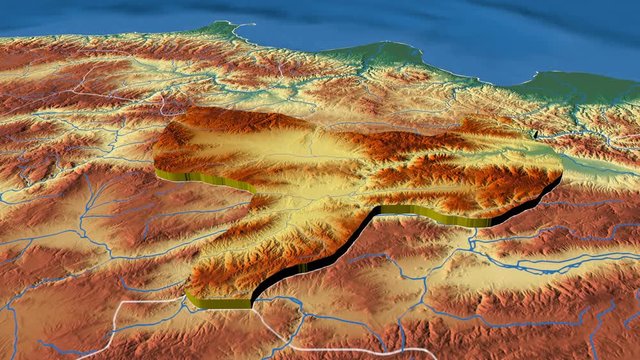 Amasya - Turkey, region extruded. Bumps shaded