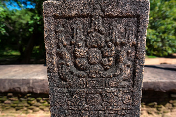 Floral ethnic patten in sandstone in Sri Lanka