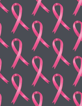 National Breast Cancer Awareness Month. Seamless pattern with pink ribbon. October. Women's health. Female Disease. Oncology. Background with symbol. Wrapping or wallpaper. Vector illustration, eps10