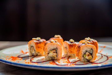 Fresh and delicious sushi rolls