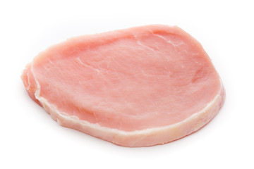 Fresh raw beef steak isolated on white background, top view.