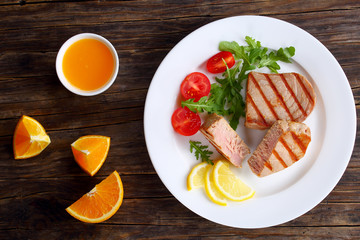 grilled tuna steak with orange sauce