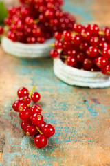Fresh ripe red currant berries on the table