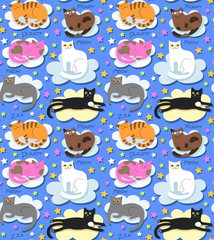 Cats seamless funny background