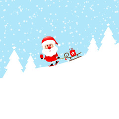 Santa Skiing Downhill Gift Blue