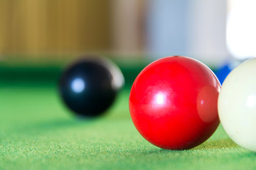 Snooker ball on snooker table