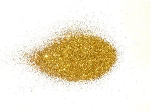 Textured background with golden glitter on white