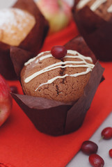 Muffin on a white plate on the table
