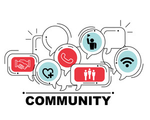 Community icons set for business illustration design