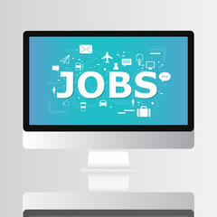 Jobs icon on monitor infographic and illustration design