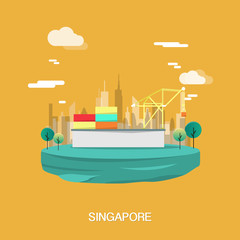 Obraz premium Construction and structure buildings in Singapore on yellow background