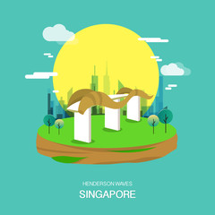 Fototapeta premium Handerson waves landmark in Singapore illustration design.vector