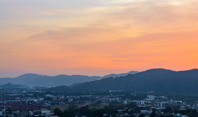 Dramatic colorful sunset and sunrise sky