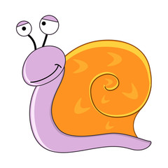 Cute cartoon snail  vector illustration isolated on white background.