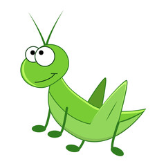 Cute cartoon grasshooper vector illustration. Isolated on white background