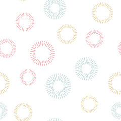 Simple seamless textile pattern with color round elements. Vector background illusrtration.