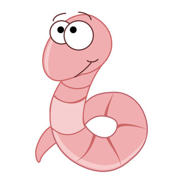 Cute cartoon worm. Vector illustration isolated on white background.