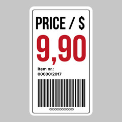 Price label with barcode
