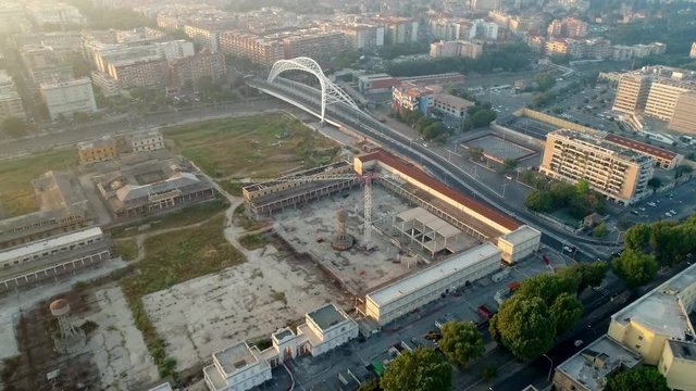Vista aerea del ponte Settimia Spizzichino alla garbatella a roma