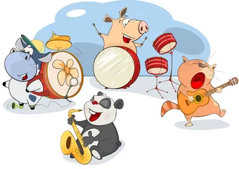 Fototapete Rund Illustration of The Great Animal Orchestra © liusa