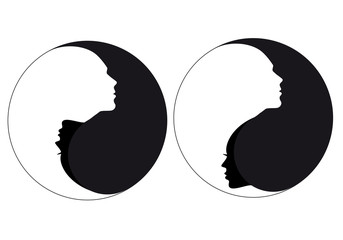 Yin yang sign man and woman, vector - obrazy, fototapety, plakaty