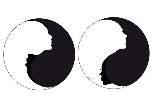 Yin Yang Sign Man And Woman, Vector