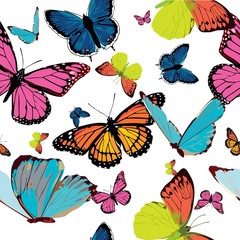 print with color bright butterflies