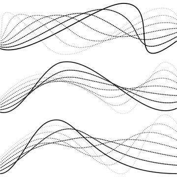 Abstract curves, dotted lines, black and white style graphics